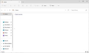 A picture of the File Explorer Window, opened to Home